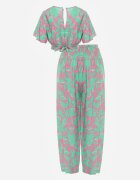  Set Verde deschis în 2 piese cu flori din viscoză Onisa
