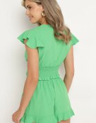  Set Verde Petrecut Top cu elastic în talie Pantaloni scurți cu elastic în talie și volan Nestalie