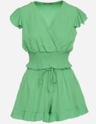  Set Verde Petrecut Top cu elastic în talie Pantaloni scurți cu elastic în talie și volan Nestalie