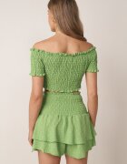  Set Verde Top Stil spaniol și Fustă-Pantaloni scurți cu elastic Quillatta