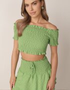  Set Verde Top Stil spaniol și Fustă-Pantaloni scurți cu elastic Quillatta