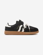 shosho Sneakers Negru-Bej în Stil de Tenisi Clasici cu Șireturi Suplimentare Valiena