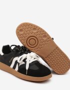 shosho Sneakers Negru-Bej în Stil de Tenisi Clasici cu Șireturi Suplimentare Valiena