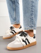 shosho Sneakerși Bej-Negru în Stilul Tenisilor Clasici cu Șireturi Suplimentare Valiena