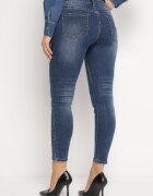 sixte jeans Blugi bleumarin regular cu talie înaltă decorate cu zirconii și rupturi Lofia