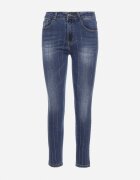 sixte jeans Blugi bleumarin regular cu talie înaltă decorate cu zirconii și rupturi Lofia