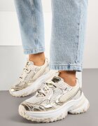 smallawan Adidași Aurii cu Talpă Groasă Decorați cu Model Geometric Mevillia