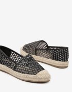 smallawan Espadrile negre din plasă pe talpă împletită Setolena