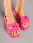 smallawan Papuci Fuchsia pe talpă groasă cu fundă Meradriella