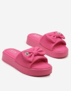 smallawan Papuci Fuchsia pe talpă groasă cu fundă Meradriella