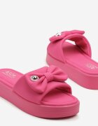 smallawan Papuci Fuchsia pe talpă groasă cu fundă Meradriella