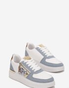  Sneakers Alb-Albastre cu Inserție Metalică și Fermoar Linoa