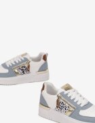  Sneakers Alb-Albastre cu Inserție Metalică și Fermoar Linoa