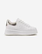  Sneakers Alb-Aurii cu Perforație Delicată și Ursuleț de cauciuc la Șireturi Zephra