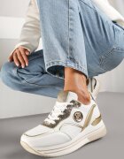  Sneakers Alb-Auriu cu Talpă Groasă cu Inserții Metalice Gonnith