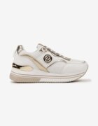  Sneakers Alb-Auriu cu Talpă Groasă cu Inserții Metalice Gonnith