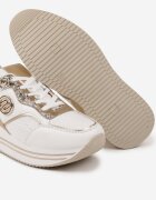  Sneakers Alb-Auriu cu Talpă Groasă cu Inserții Metalice Gonnith