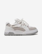  Sneakers Alb-Bej cu Șireturi Decorative Sirixa
