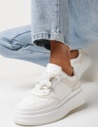  Sneakers Alb-Bej pe Platformă cu Stea Detașabilă pe Șireturi Olrua