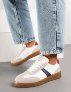  Sneakers Alb-Bleumarin în Stil Tenis Cu Bandă Elhanis