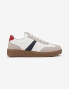  Sneakers Alb-Bleumarin în Stil Tenis Cu Bandă Elhanis