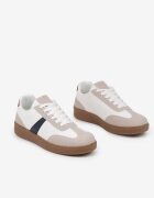 Sneakers Alb-Bleumarin în Stil Tenis Cu Bandă Elhanis