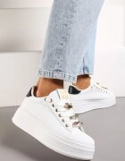  Sneakers Alb-Negru cu Platformă și Aplicații Bijuterii Detașabile pe Șireturi Nasuumi