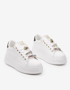  Sneakers Alb-Negru cu Platformă și Aplicații Bijuterii Detașabile pe Șireturi Nasuumi