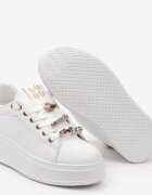  Sneakers Alb-Negru cu Platformă și Aplicații Bijuterii Detașabile pe Șireturi Nasuumi