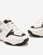  Sneakers alb-negru cu șnur decorativ și cu zirconii Junilo