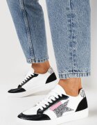  Sneakers Alb-Negru cu Stea Sclipitoare Tileva