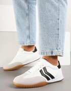  Sneakers Alb tip adidași de tenis cu dungi decorative Zommea