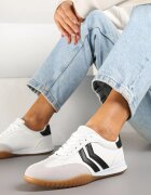 Sneakers Alb tip adidași de tenis cu dungi decorative Zommea