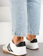  Sneakers Alb tip adidași de tenis cu dungi decorative Zommea