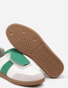  Sneakers Alb-Verde Plati din Piele cu Inserție Decorativă din Piele Întoarsă Milivia