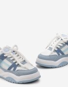  Sneakers albastre cu șireturi largi Platinia