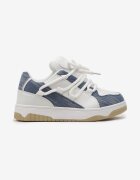  Sneakers Albastru-Alb cu Talpă Groasă cu Șiret Decorativ și Perforație Sahlle