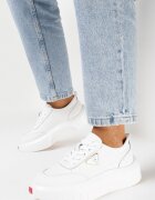  Sneakers Albe din Piele Naturală cu Platformă Rilafi