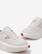  Sneakers Albe din Piele Naturală cu Platformă Rilafi