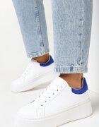  Sneakers Albi-Albaștri cu platformă cu inserție colorată la spate Maridora