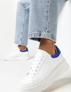  Sneakers Albi-Albaștri cu platformă cu inserție colorată la spate Maridora