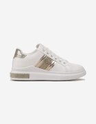 Sneakers Albi-Aurii cu Talpă Groasă cu Zirconii și Inserții Metalice Arelai