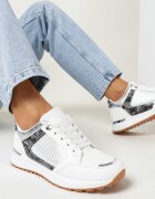  Sneakers Albi cu Bandă Decorativă pe Carâmb Vilani