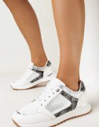  Sneakers Albi cu Bandă Decorativă pe Carâmb Vilani