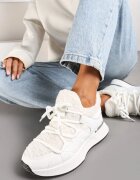  Sneakers Albi cu Blăniță tip Miel cu Talpă Groasă Zinithara
