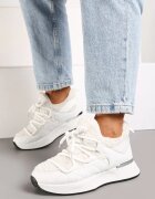  Sneakers Albi cu Blăniță tip Miel cu Talpă Groasă Zinithara
