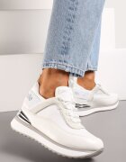  Sneakers Albi cu platformă ascunsă placă metalică și inscripție Yenavra