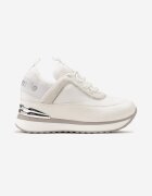  Sneakers Albi cu platformă ascunsă placă metalică și inscripție Yenavra