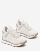  Sneakers Albi cu platformă ascunsă placă metalică și inscripție Yenavra
