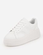  Sneakers Albi cu Talpă Groasă cu Perforații Eleadrelle